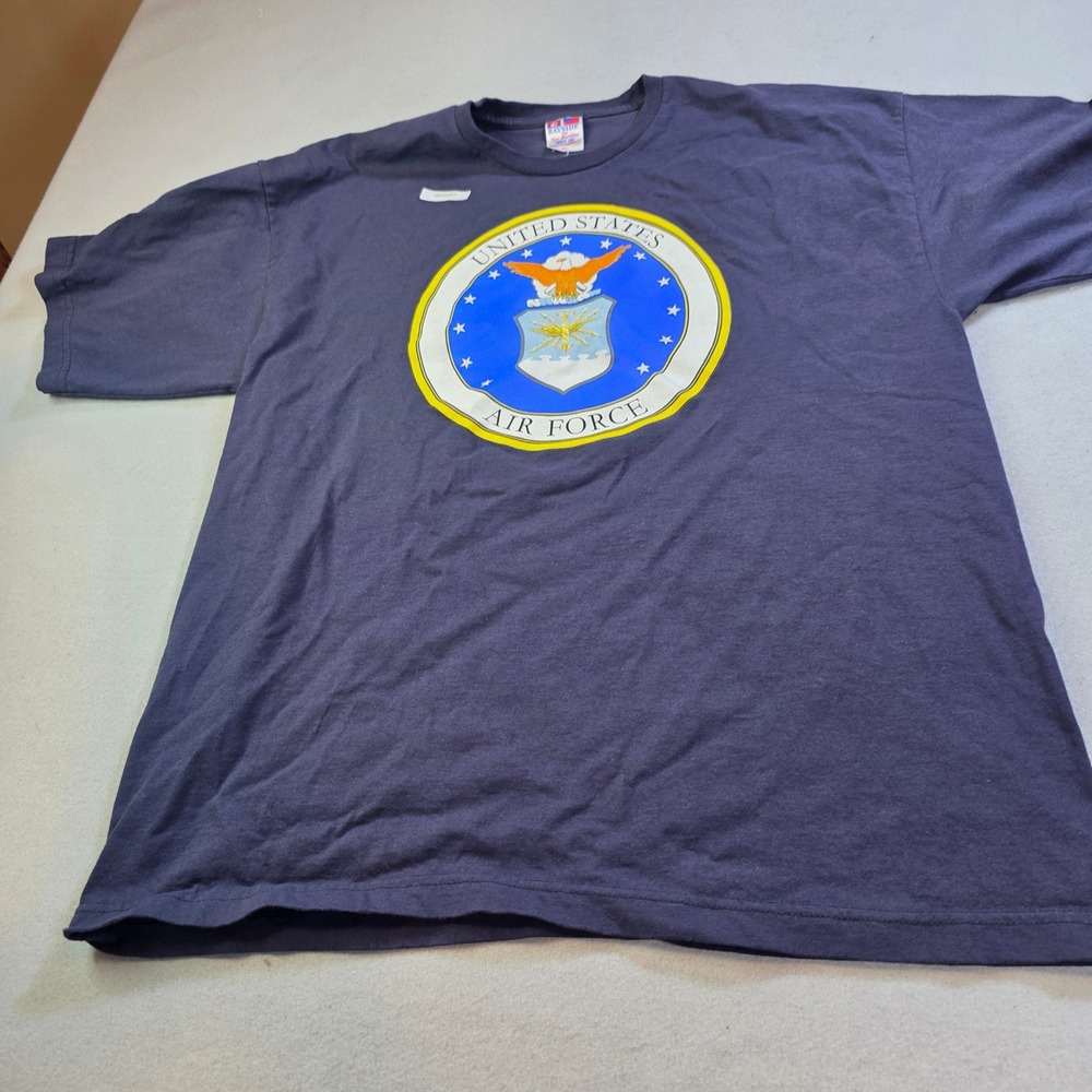 Bayside US Air Force T Shirt Mens XL Navy Blue Cotton Graphic Military USA